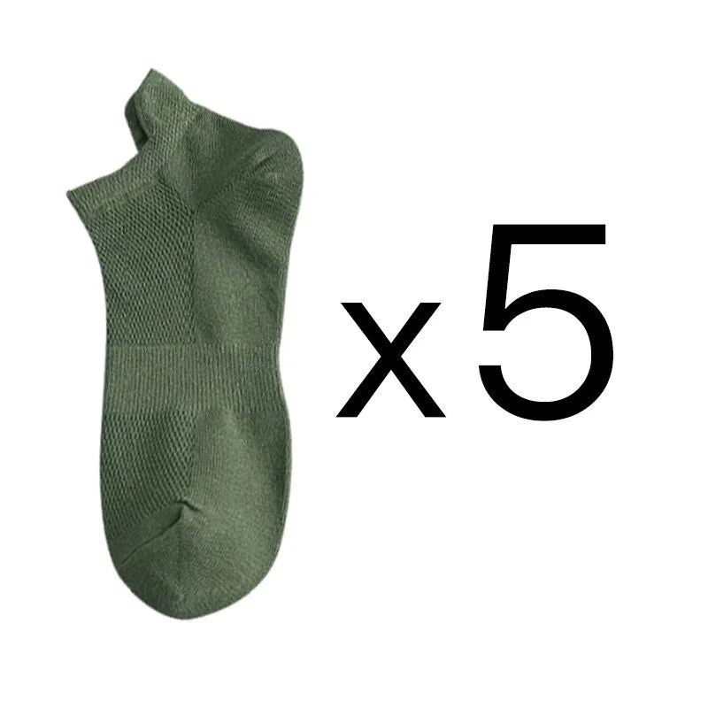 5 Pairs Women Socks Breathable Sports Socks Pack Solid Color Comfortable Cotton Novelty Mesh White Fashion Street Ankle Sock Set