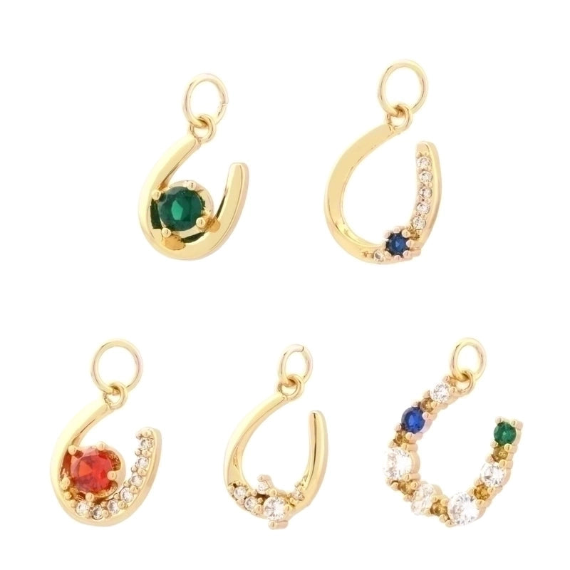 Minimalist U Shape Copper Plating Inlay Zircon 18k Gold Plated Charms