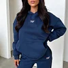 Fashionable Sporty Embroidered Logo Hooded Two-piece Set by Inlyline