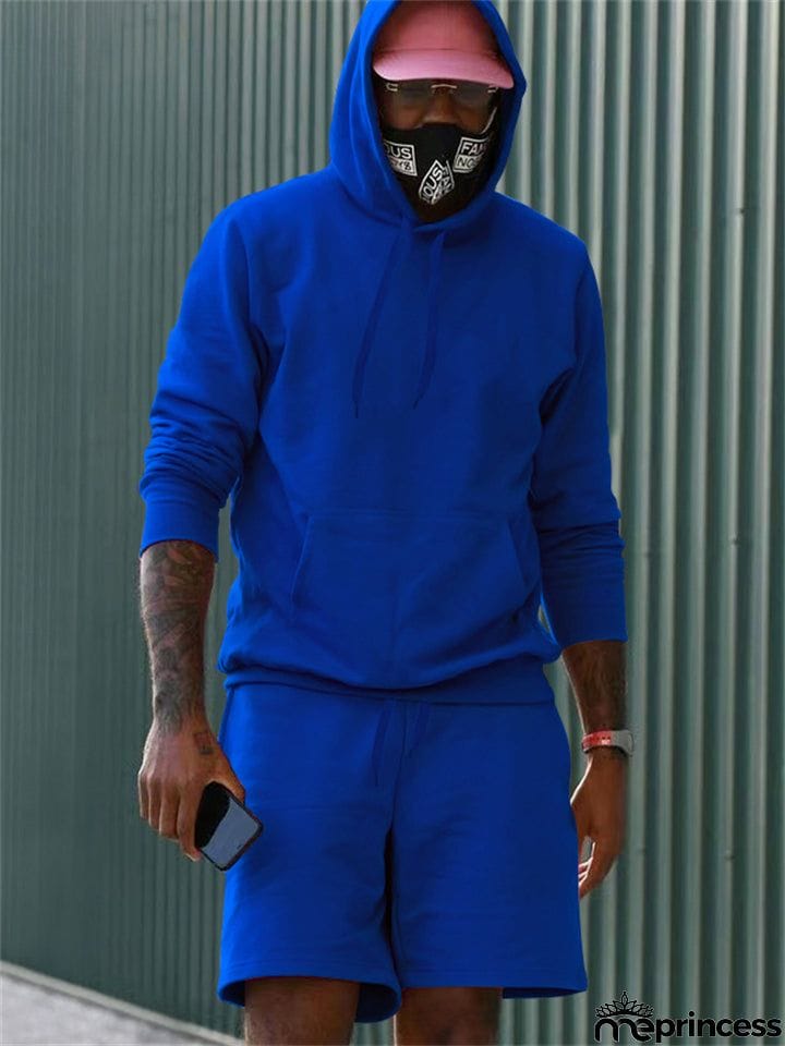 Fleece Casual Solid 2-piece Sports Suit for Men