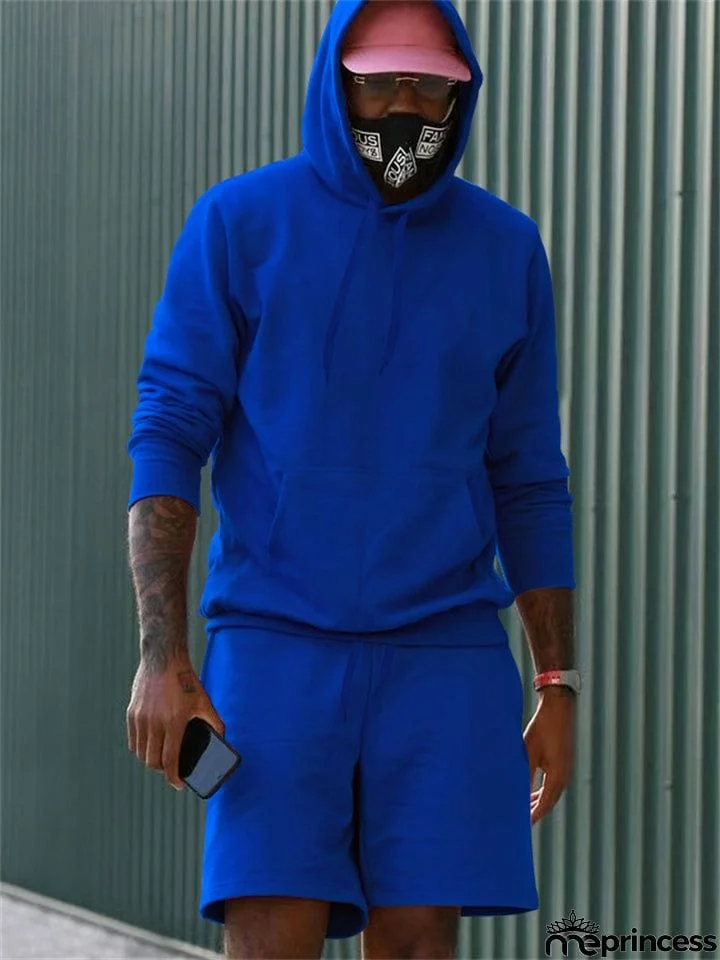 Fleece Casual Solid 2-piece Sports Suit for Men