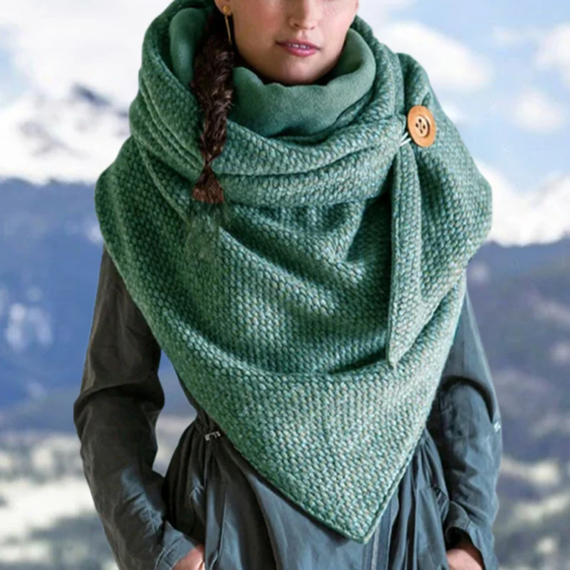 Pile Collar Plush Solid Color Triangle Scarf