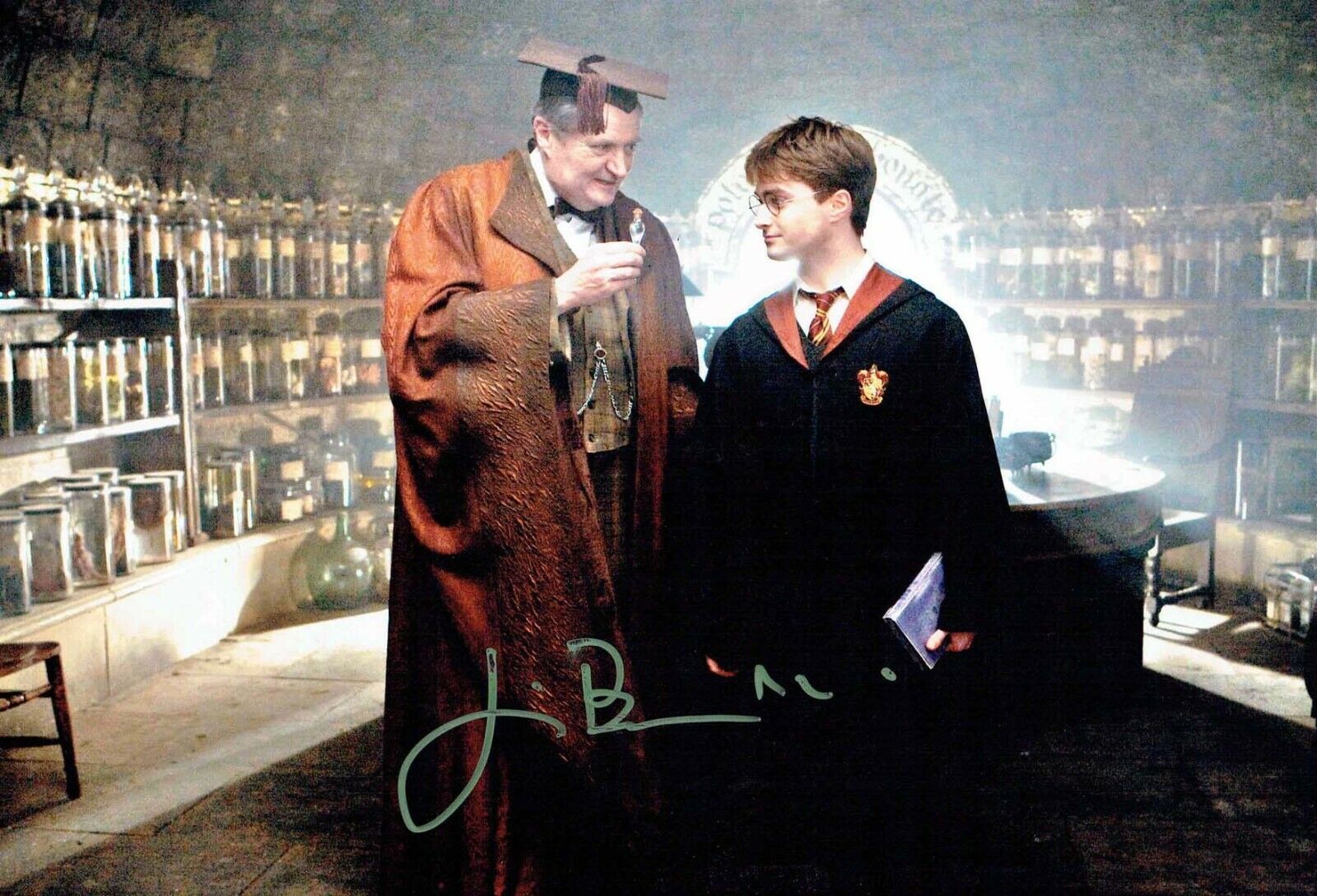 Jim BROADBENT Signed as Professor Horace SLUGHORN Harry Potter Photo Poster painting AFTAL COA