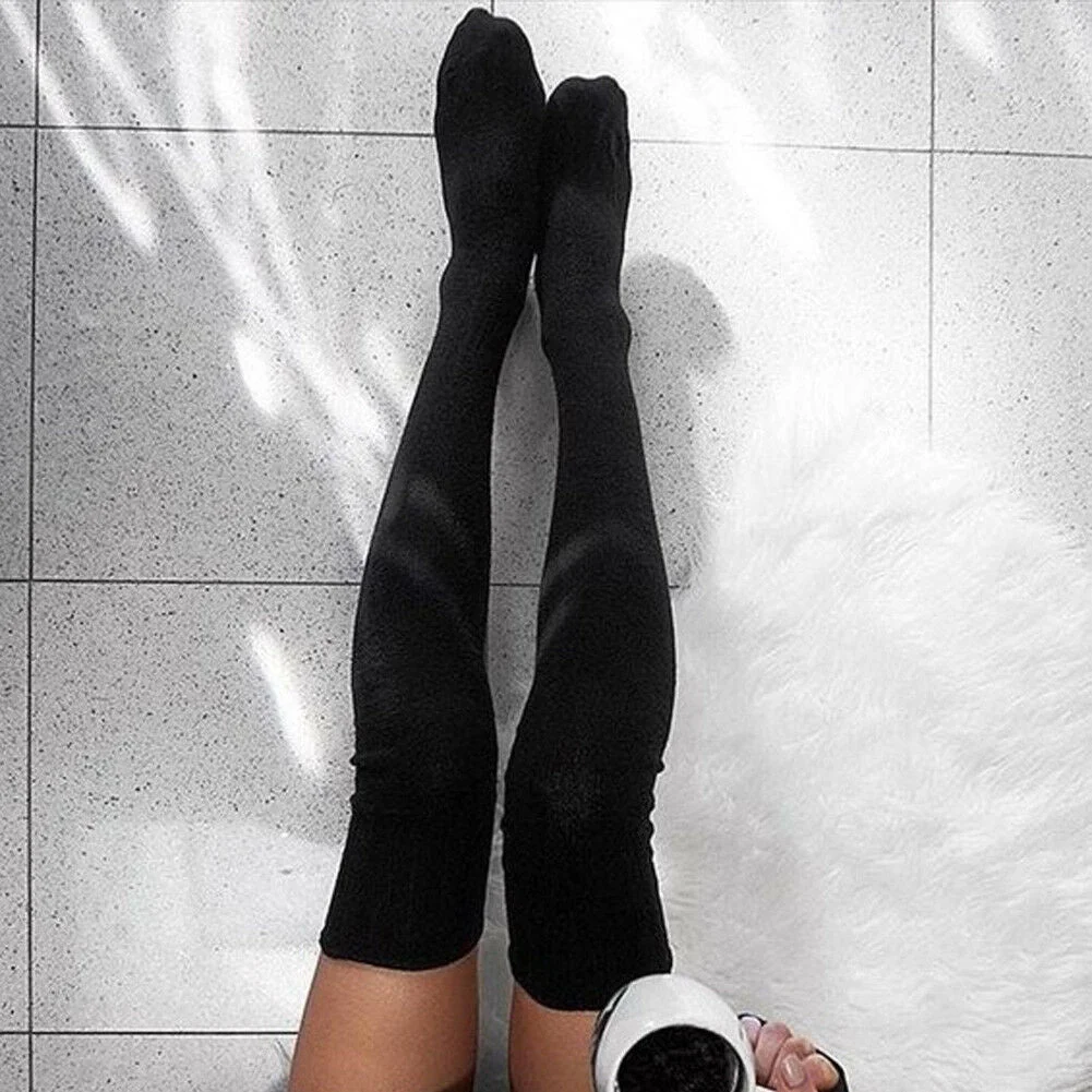 Women Over Knee Sockings Fashion Female Sexy Stockings Warm Long Boot Knit Thigh-High