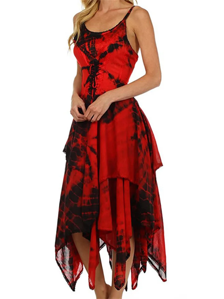 Women's Slim Halter Type Print Dress Comfortable Casual Long Dress S-3XL-Mixcun