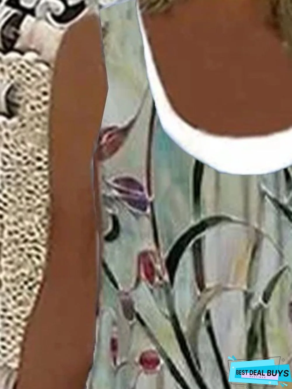 Abstract Sleeveless Casual Crew Neck Knitting Dress