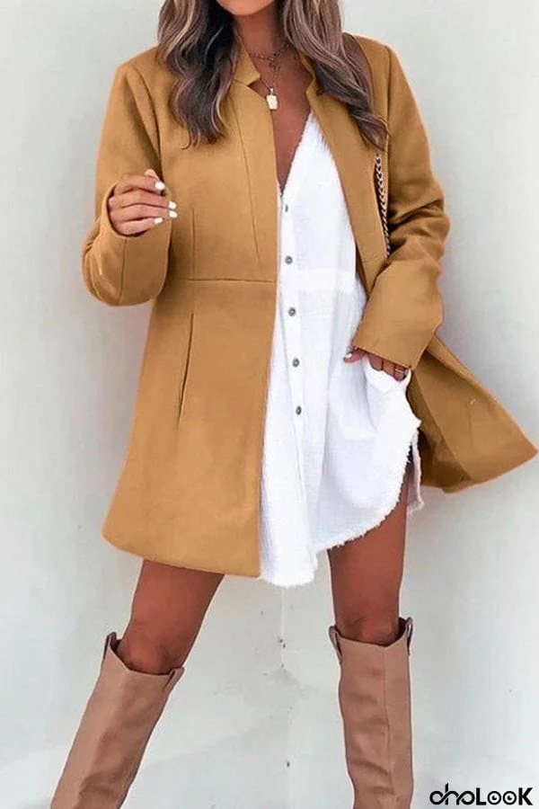 Stand Collar Open Front Cardigan with Pockets