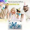 Blue Flowers Butterfly DIY PULeather Diamond Painting Tissue Box for Adults Beginners Gem Art Painting Napkin Holder for Living Room Bedroom Bathroom Table Decor