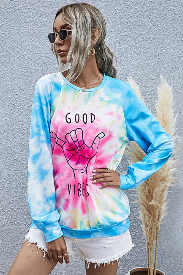 Fashion Tie-Dye Cartoon Print Top