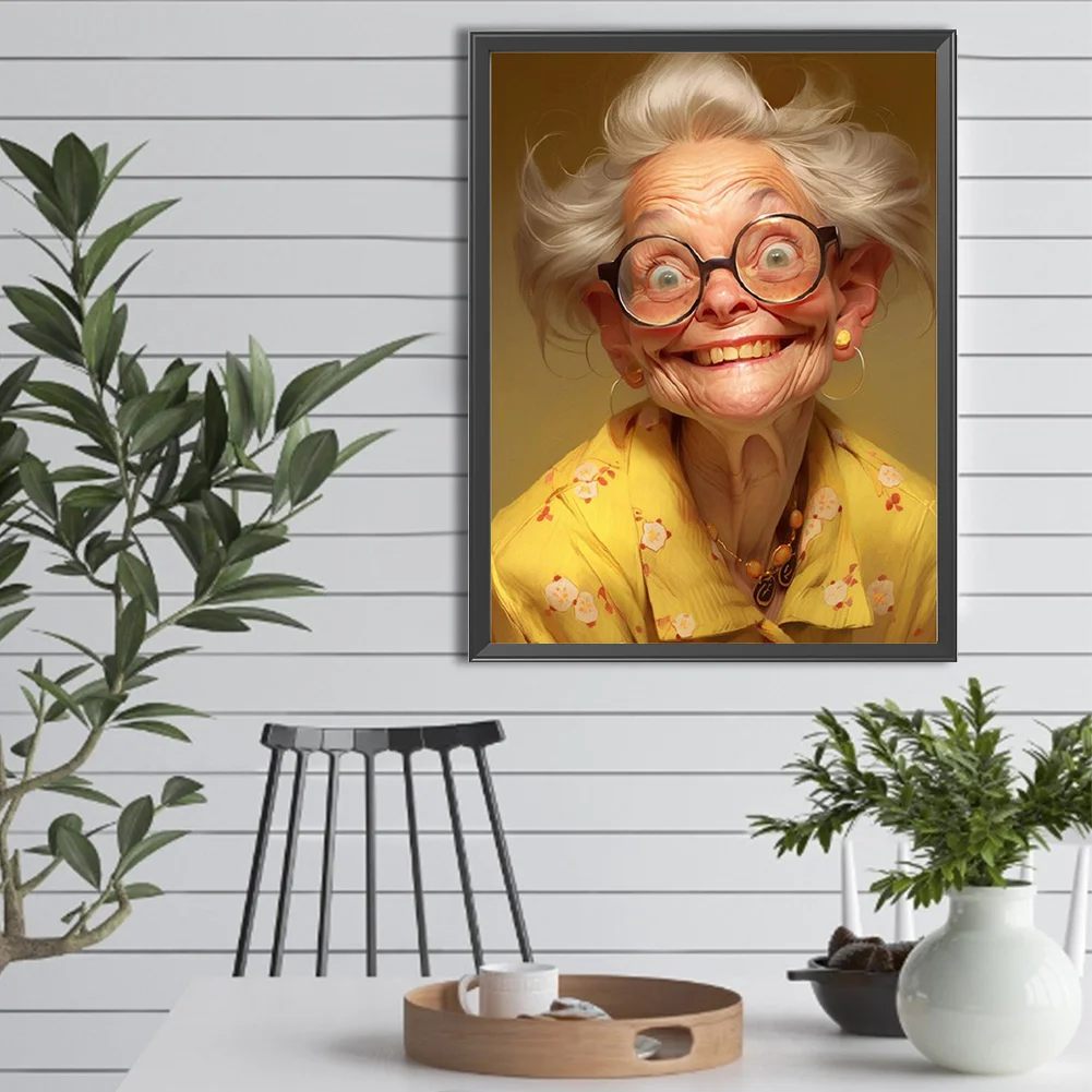 Diamond Painting - Full Round Drill - Cute Old Granny(Canvas|30*40cm)