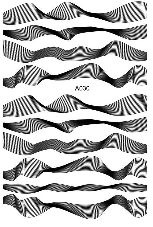 Black Wave Gold Stars White Line Nail Art Stickers Designs Manicure Sticker Back Glue Accessories for Nail Art Decoration Decals