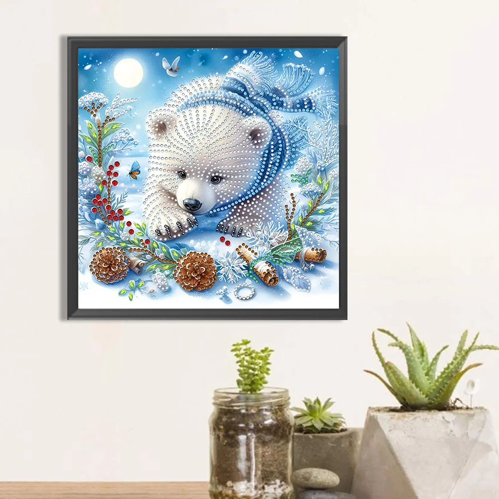 Diamond Painting - Partial Special Shaped Drill - Snow Bear(Canvas|30*30cm)