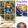 (18.5cm)DIY Acrylic Jigsaw Puzzle Window Hanging with Hanging Chain DIY Stained Glass Decoration Round Window Puzzle Decor for DIY Craft Project (Sunrise)