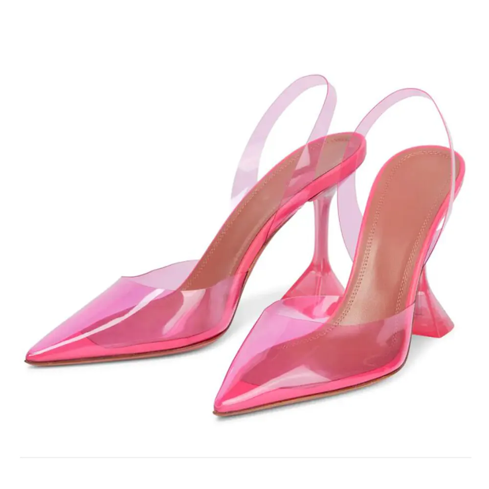 95mm Begum Crystal Slingback Party Wedding Women's Pumps Transparent-vocosishoes