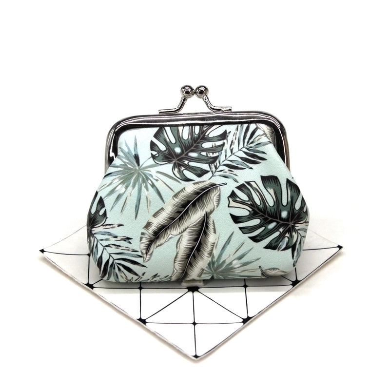 Women’s Leaves Pu Leather Buckle Coin Purses