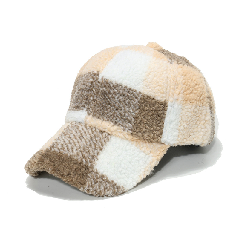 Lambswool Warm British Style Retro Plaid Baseball Cap