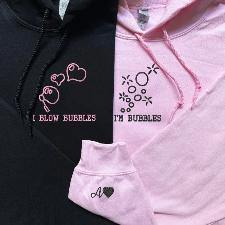 TOSCUSTOM™ Custom Embroidered I Blow Bubbles Matching Couple Hoodies