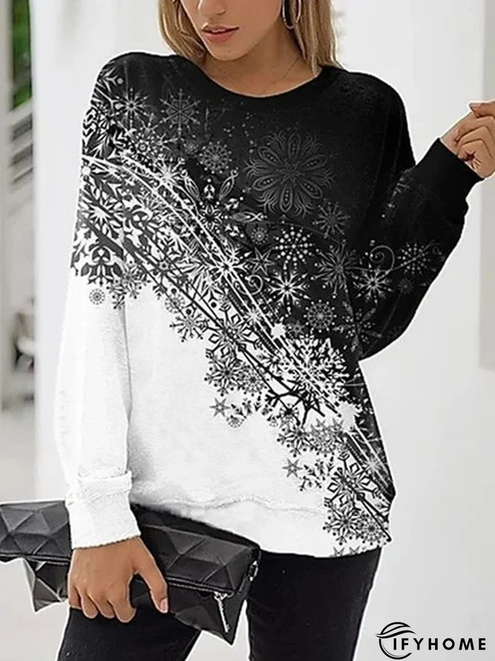 Floral Casual Crew Neck Loosen Sweatshirt | IFYHOME