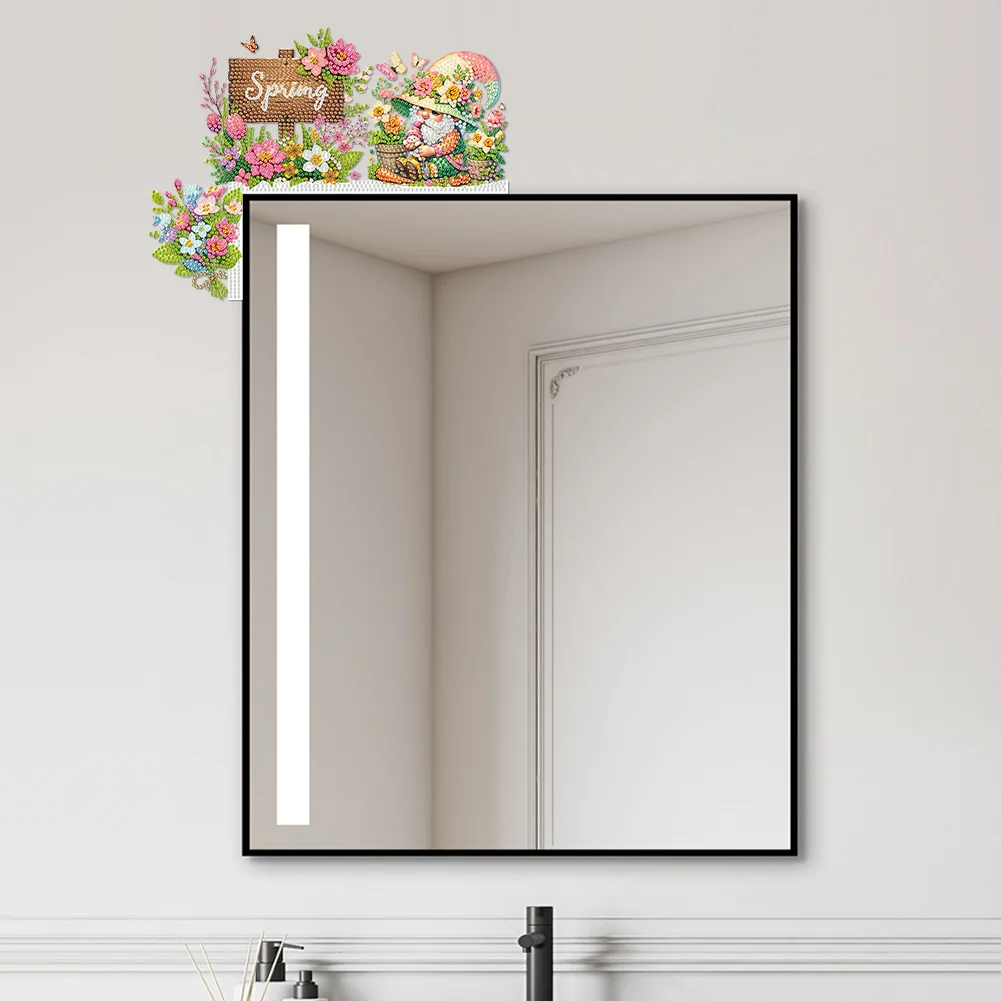 DIY Spring Garden Gnome Diamond Painting Art Door Right Angle Sign for Home Decor