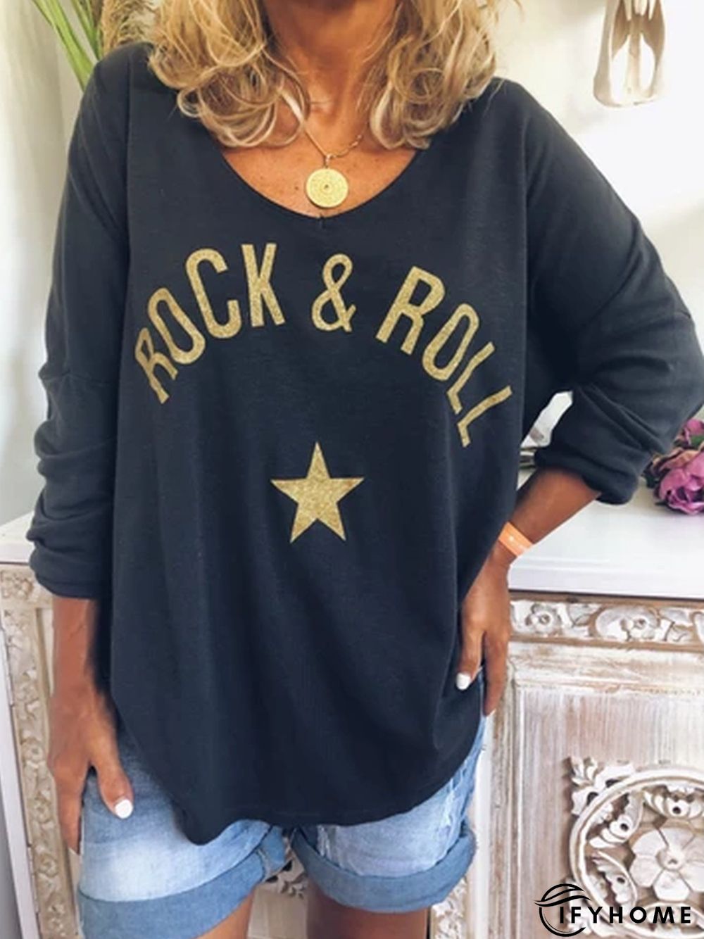 Long Sleeve Casual Letter Top | IFYHOME