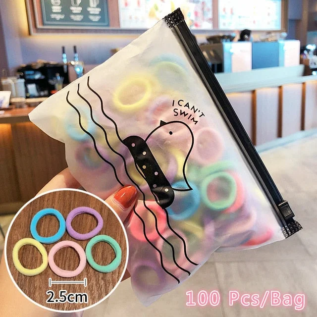 50/100/200 Pcs/Bag Children Cute Candy Random Solid Elastic Hair Bands Girls Lovely Srunchies Rubber Bands Kid Hair Accessories