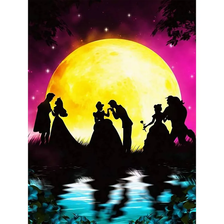 Dancing Princess And Prince Silhouette 30*40CM (Canvas) Full Round Drill Diamond Painting gbfke