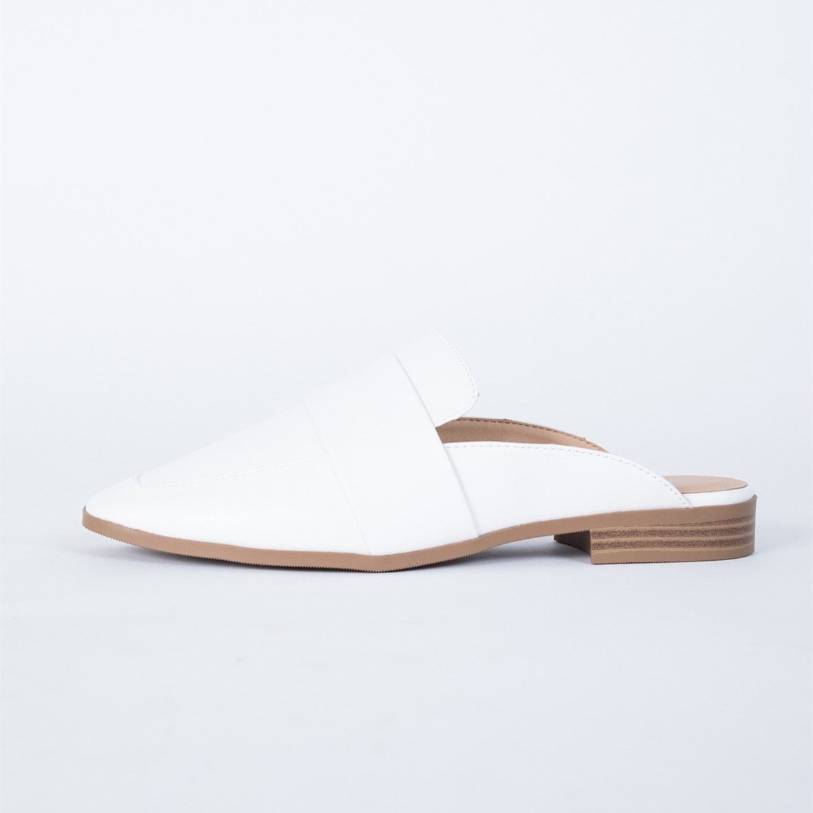 White Loafer Mules Square Toe Comfy Flat Loafers for Women|FSJshoes