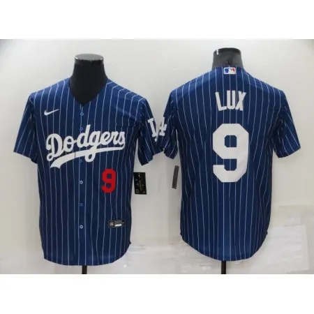Men's Los Angeles Dodgers #9 Gavin Lux Navy Cool Base Stitched Jersey 5JT2