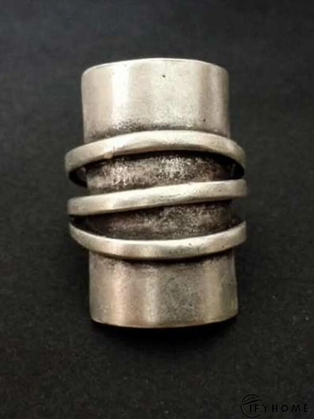 Vintage Silver Distressed Line Pattern Ring Ethnic Jewelry | IFYHOME