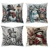 Snowman 11CT 3 Strands DIY Stamped Pillow Covers Cross Stitch Kits for Adults Home Decor 45x45cm tapestrymarket