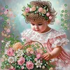 Diamond Painting-DIY Crystal Rhinestone Girl Holding Flowers