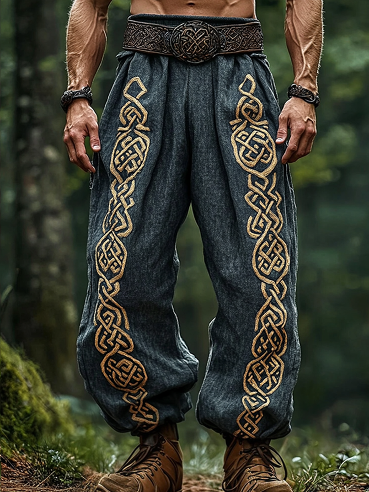 Men's Vintage Viking Celtic Skull Art Pants / Rvogue / Rvogue
