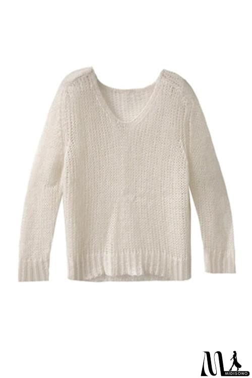 MidiSono - Thin V Neck Sweater