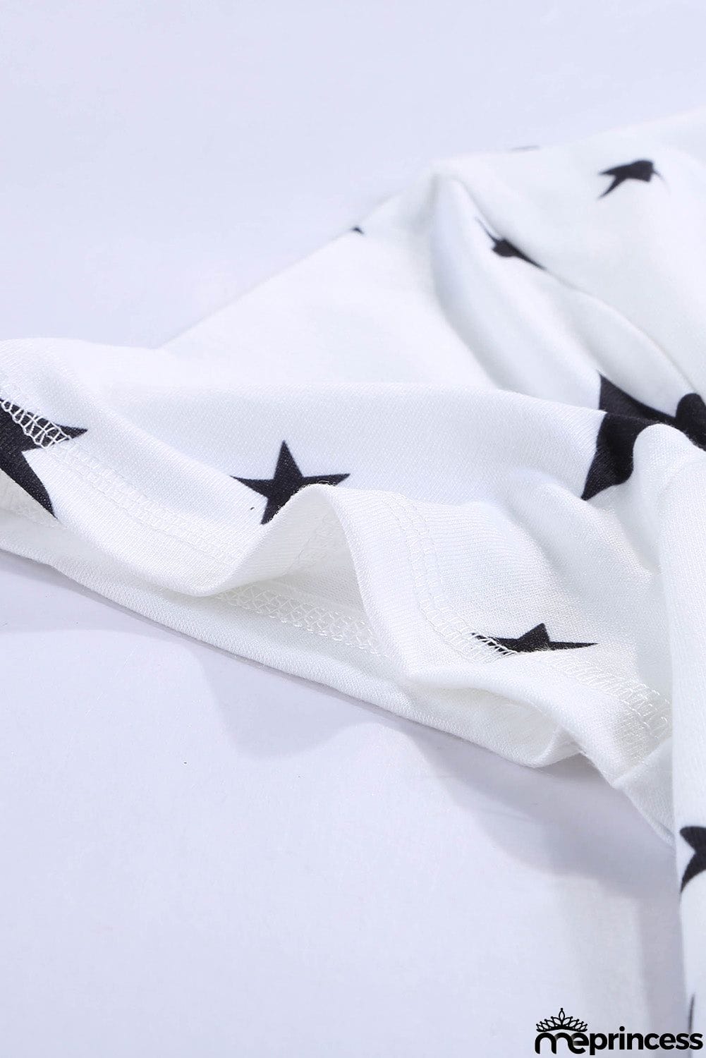 V Neck Stars Print Gray T-shirt