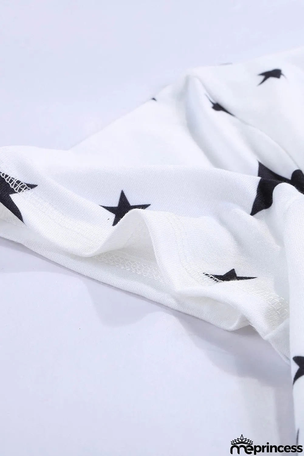 V Neck Stars Print Gray T-shirt