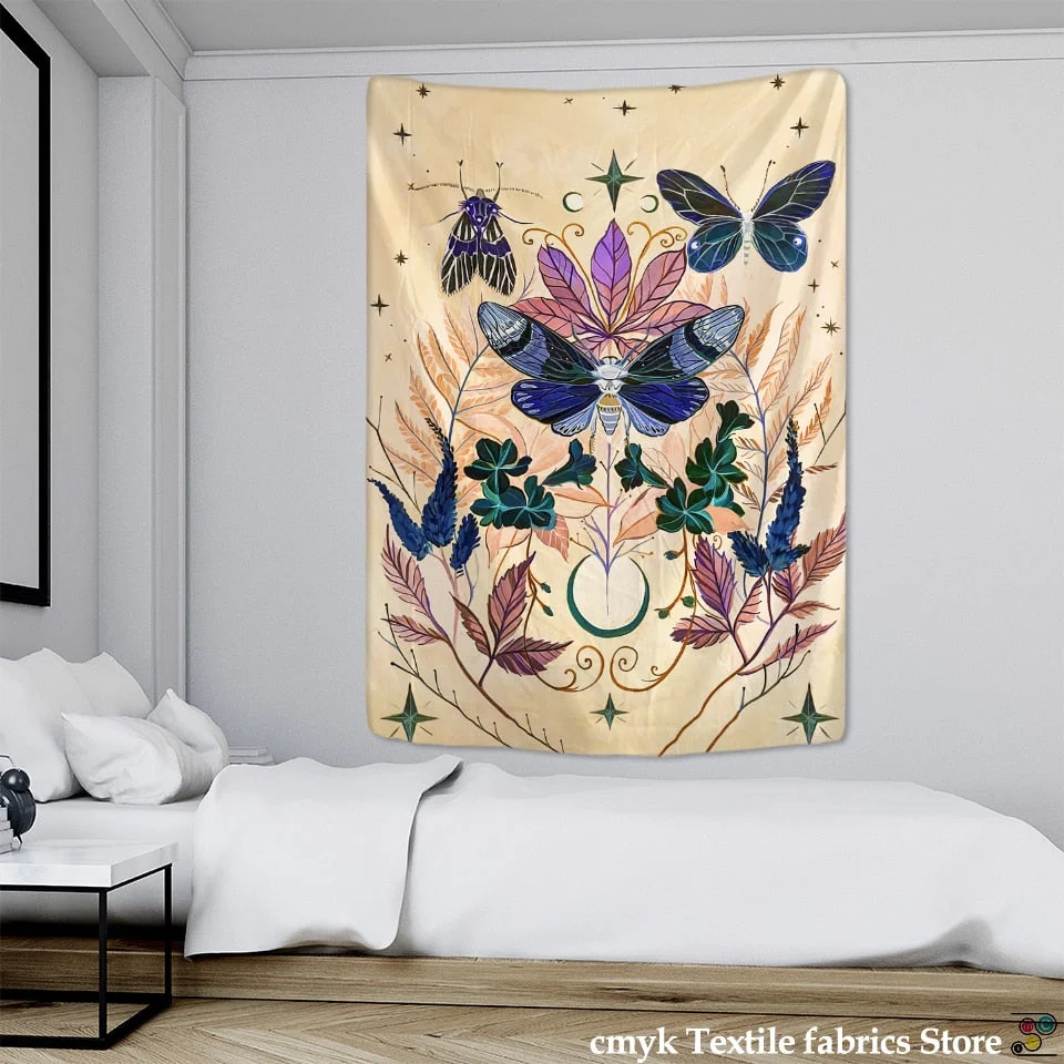 Butterfly Mushroom Tapestry Wall Hanging Colorful Bohemian Hippie TAPIZ Psychedelic Witchcraft Simple Art Room Home Decor