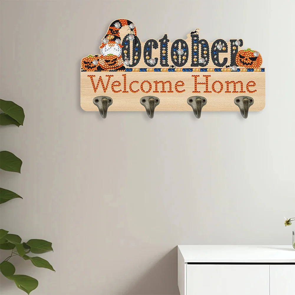 DIY Wooden Calendar October DIY Diamond Art Craft Wall Hooks for Beginners Adults