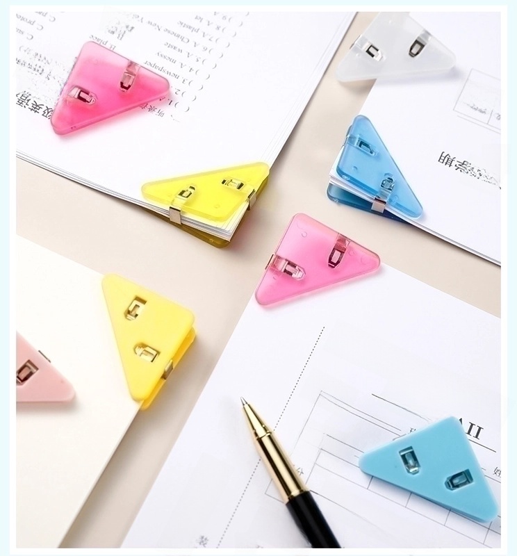 Transparent Triangle Clip Stationery Office Binder Clip Acrylic Pp Clip Book Clip Anti-roll File Long Tail Clip