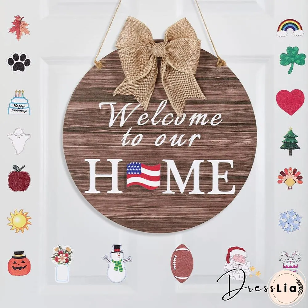 Welcome To Our HOME - Interchangeable Wooden Sign