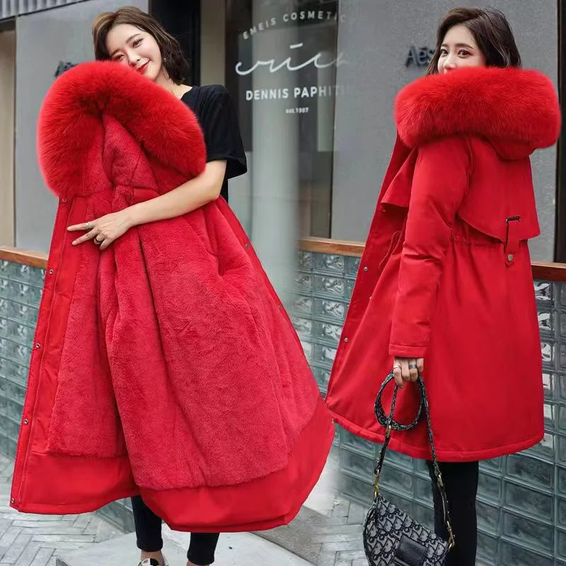 Toloer 2024 Winter New Women's Cotton-Padded Clothes In The Long Big Hair Collar And Wool Cotton-Padded Jacket Down Cotton-Padded Jacket Cotton-Padded Jacket Coat-Outfit Ideas
