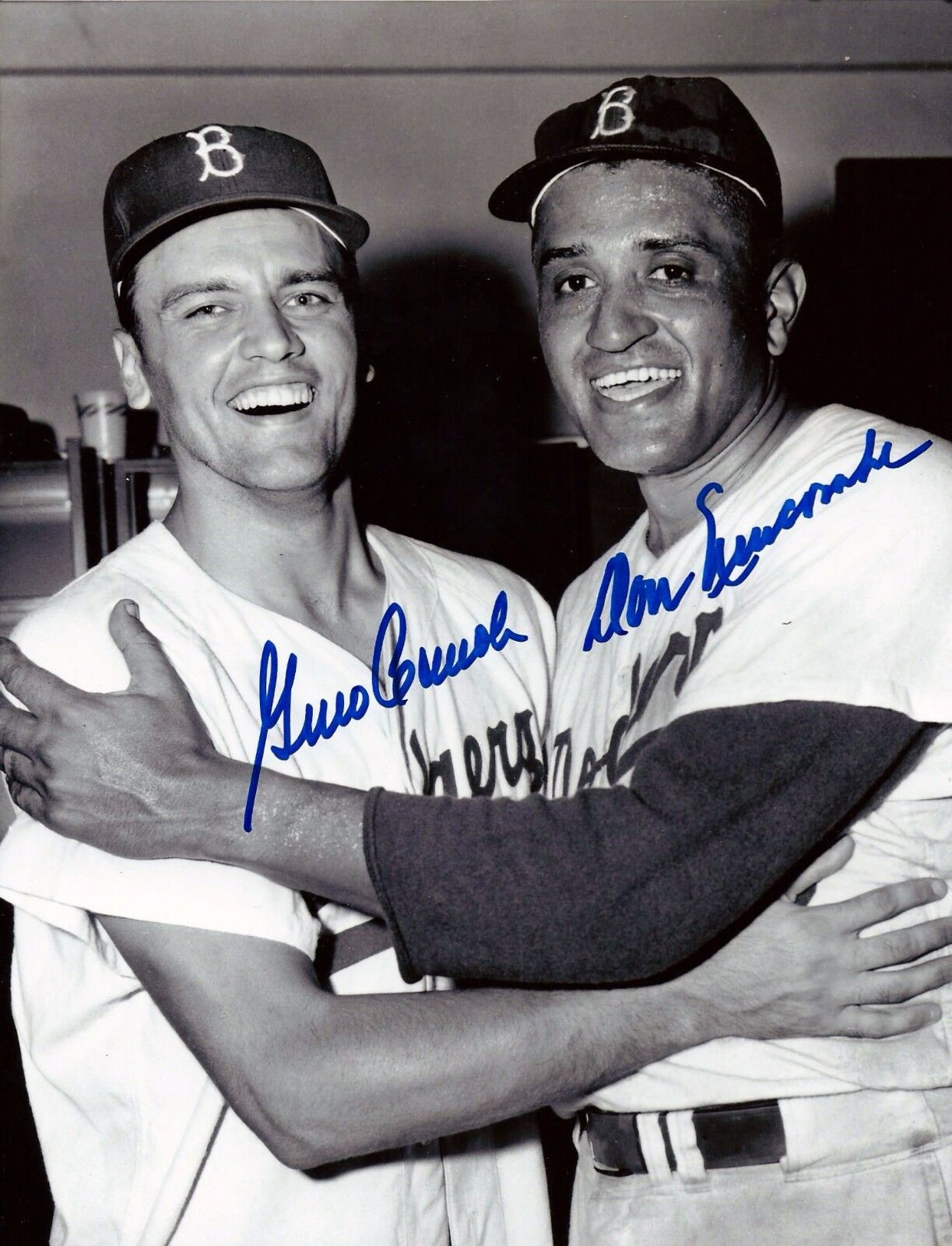 Autographed Gino Cimoli & Don Newcombe Brooklyn Dodgers 8x10 Photo Poster painting COA