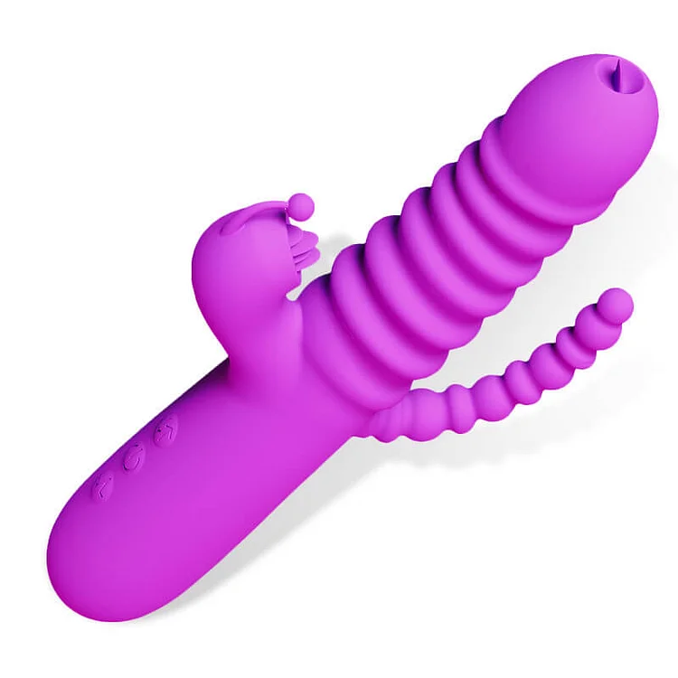 10 vibration 3 thrusting fully automatic rabbit vibrator with tongue licking and anal beads