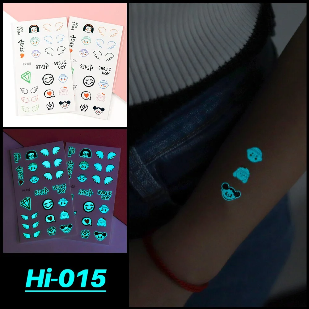 Sdrawing Luminous Tattoo Hand Finger Starry Star Universe for Kids Fake Tattoo Glowing In Dark Waterproof Temporary Tattoo Stickers