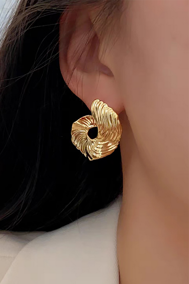 Abstract Irregular Geometric Alloy Stud Earrings-Gold