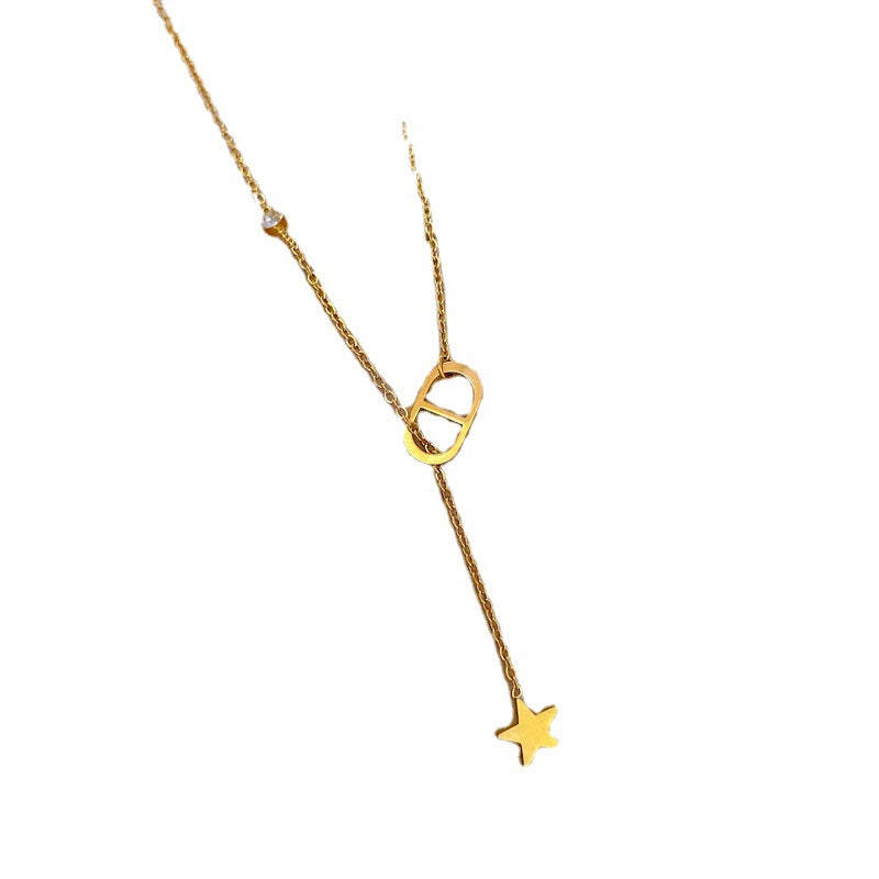 Women Cartoon Gourd Lotus Pod Clover Tree Wheat Cactus Flower Peach Blossom Leaf Geometric Titanium Steel Electroplating Necklaces