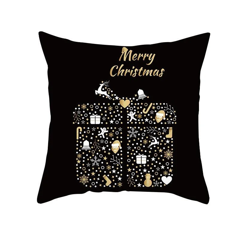 Black Gold Christmas Pillowcase Snowflake Elk Xmas Tree Pillow Merry Christmas Decoration for Home Navidad Present Noel 2021 New
