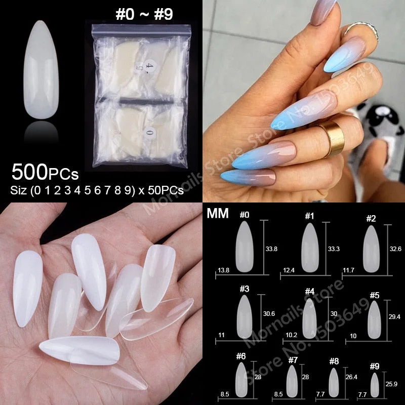 500 Pieces Of Ballerina Stiletto Coffin Rounded Square False Nail Tips Manicure Fake Nail Tips Long False Nails Short Nail Tips-Nail Inspo