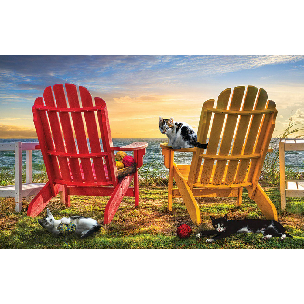 

Seaside Cat - Round Drill Diamond Painting - 50*35CM, 501 Original