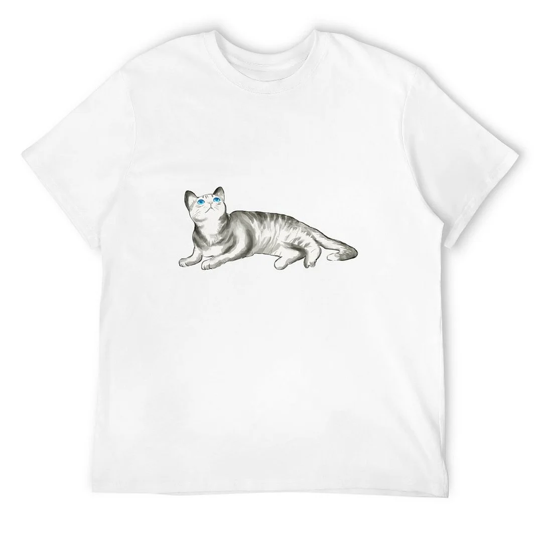 Women plus size clothing Printed Unisex Short Sleeve Cotton T-shirt for Men and Women Pattern Cat lazing around-Nordswear