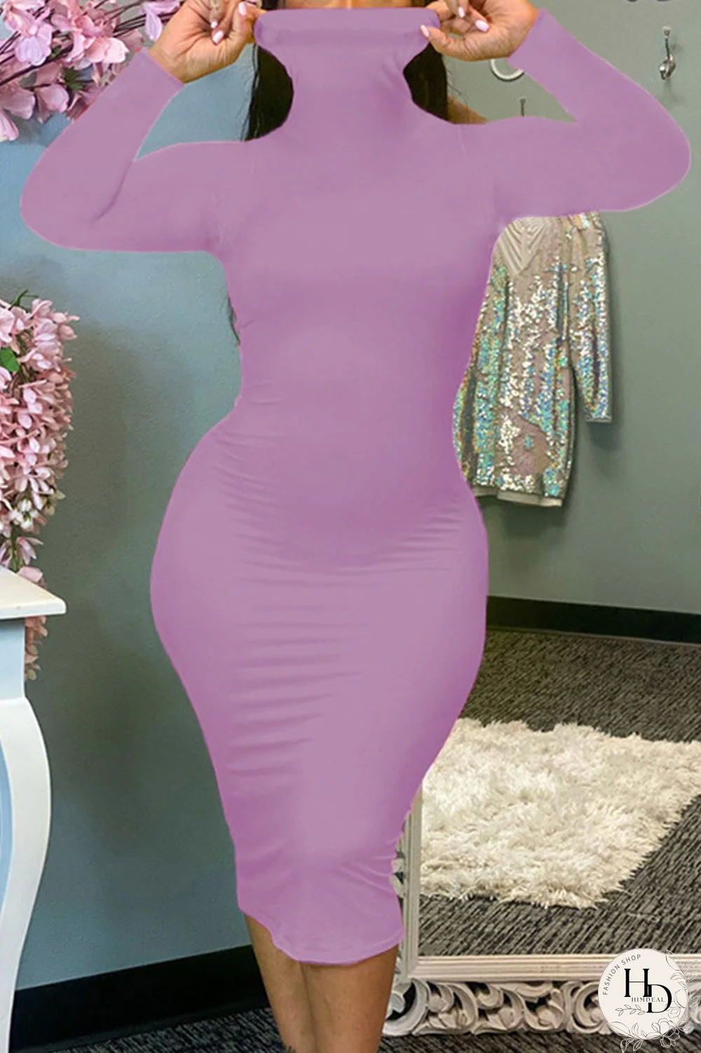 Red Sexy Solid Patchwork O Neck Pencil Skirt Dresses